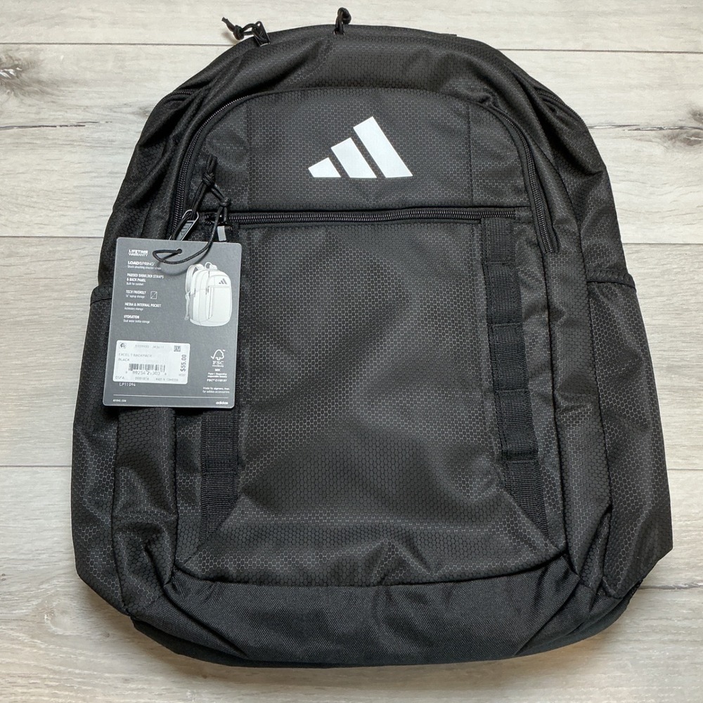 Adidas Excel 7 Backpack Black OSFA New With Tags - Picture 3 of 6